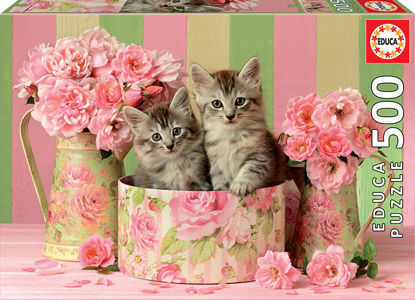Kittens with roses 500P resmi
