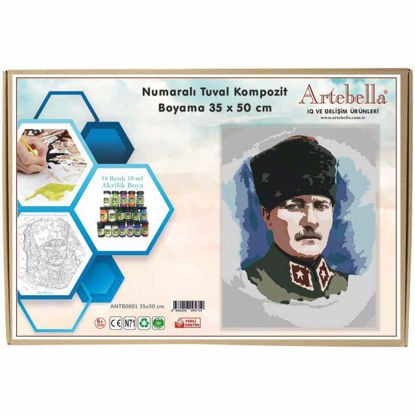 Atatürk - Numaralı Tuval Kompozit Boyama 35×50 resmi