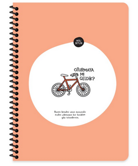 Hisli Şeyler Kareli Spiralli Stickerli Defter Oturmaya Mı Geldik 16,5x22,5 resmi