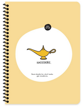 Hisli Şeyler Çizgili Spiralli Stickerli Defter Hallederiz 16,5x22,5 resmi