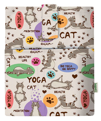 Mona Kitap Kılıfı Cepli - Yoga Kedi - 20x25 resmi