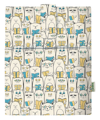Mona Kitap Kılıfı Cepli - Okuyan Kedi - 20x25 resmi