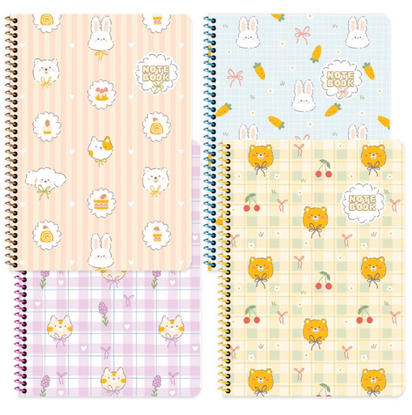 Kawaii 16,5x22,5 80 Yaprak Kareli Karton Kapak Spiralli  Defter resmi