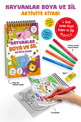 Hayvanlar – Boya ve Sil Aktivite Kitabı resmi