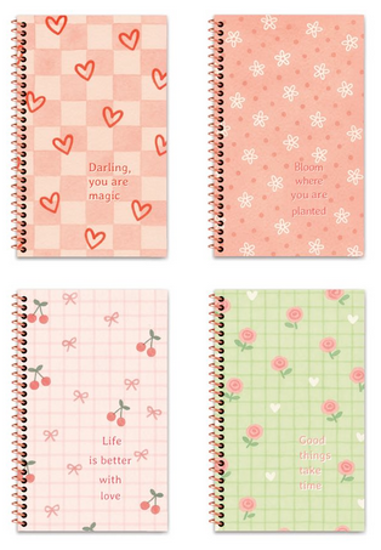 Pastel Motto 13x21 96 Yaprak Çizgili Spiralli Sert Kapak Defter resmi