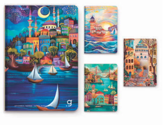 İstanbul Notes İplik Dikiş Sert Kapak Defter 9x14 80 Yaprak Çizgisiz resmi