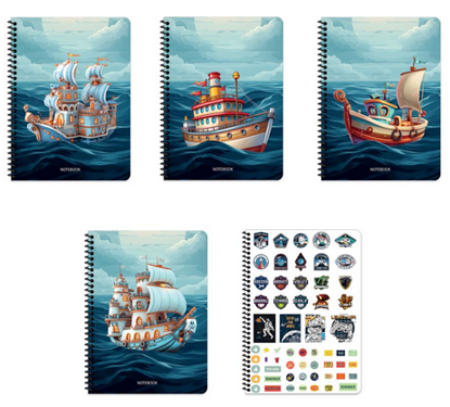 Gemi 16,5x22,5 80 Yaprak Kareli Kapak Spiralli Defter resmi