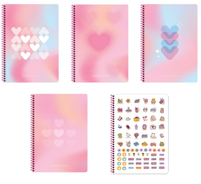 Pastel Kalp 16,5x22,5 80 Yaprak Çizgili Karton Kapak Spiralli Defter resmi
