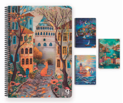 İstanbul Spiralli Sert Kapak Defter 17x24 80 Yaprak Çizgili resmi