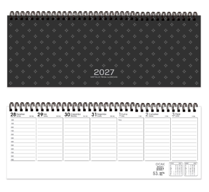 Haftalık Masa Ajandası-Koyu Gri 12x33 - 2027 resmi