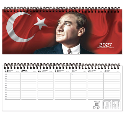 Haftalık Masa Ajandası-Atatürk 12x33 - 2027 resmi