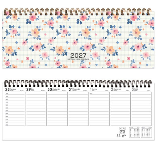Haftalık Masa Ajandası-Çiçek 2027 - 12x33,5 Spr. resmi