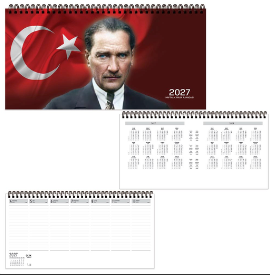 Haftalık Masa Ajandası-Atatürk - 2027-AJ-66 16x33,5 Spr. resmi