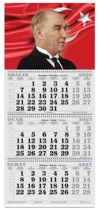 Atatürk 2 - 3 Aylık Spiralli Jumbo Denizci Takvim- 2027 resmi