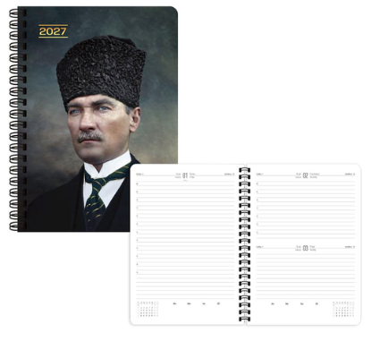Başkomutan 17x24 Atatürk Günlük Spiralli Ajanda 2027 resmi