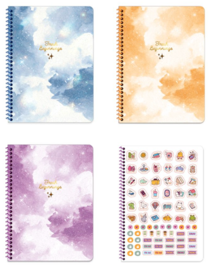 Sky Glitter A5 80 Yaprak Çizgili PP Kapak Spiralli Defter resmi