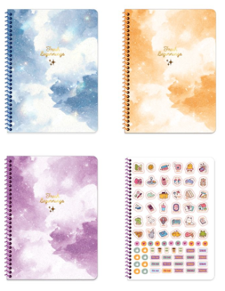 Sky Glitter A5 80 Yaprak Kareli PP Kapak Spiralli Defter resmi