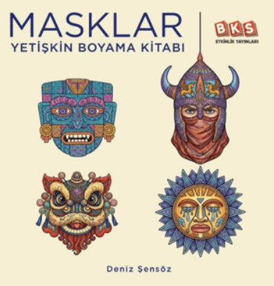 Masklar - Yetişkin Boyama Kitabı resmi