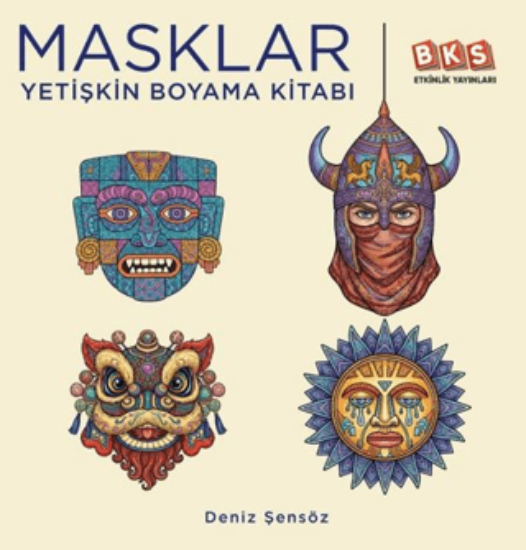 Masklar - Yetişkin Boyama Kitabı resmi